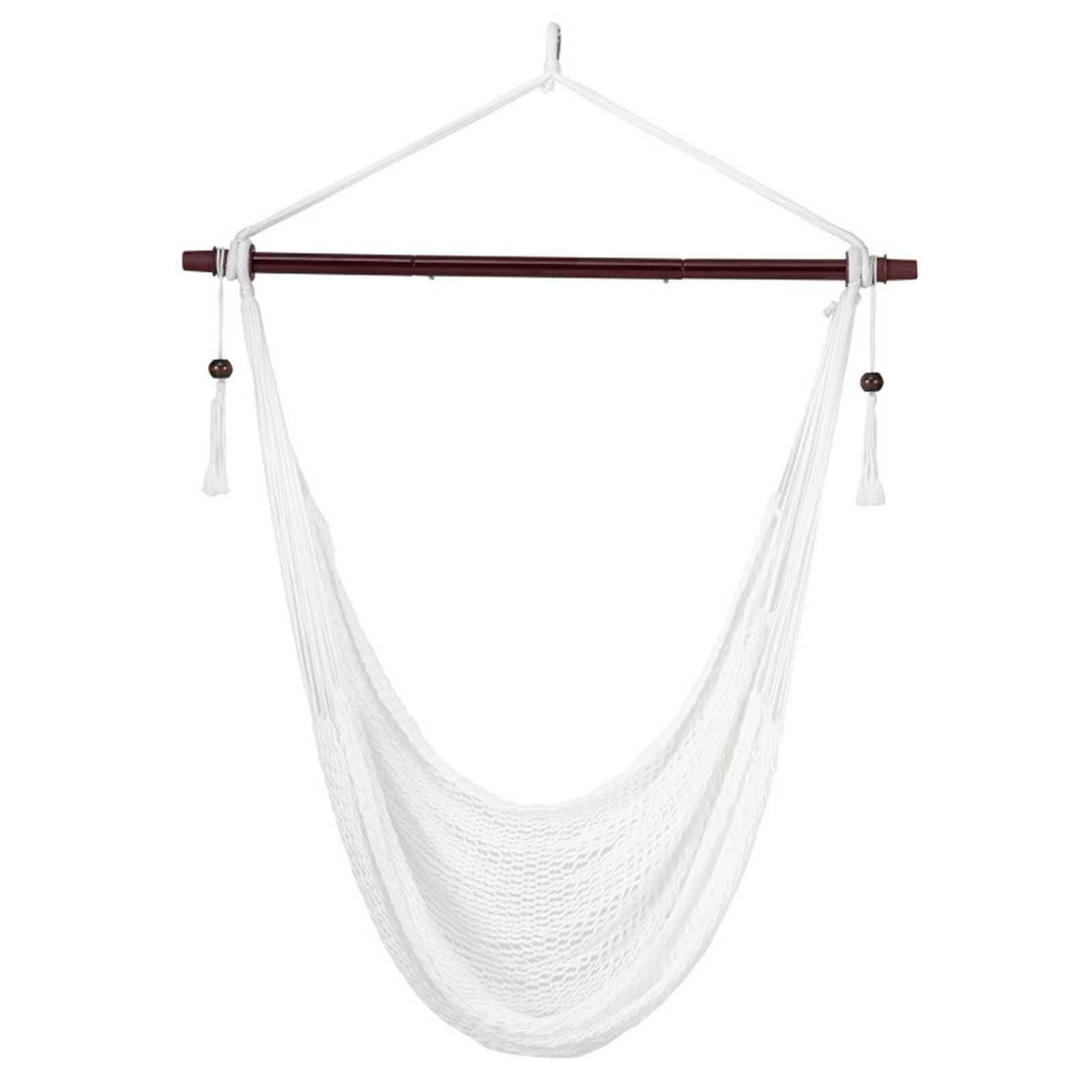 SUGIFT Beige Caribbean Rope Hammock Chair with Metal Spreader Bar