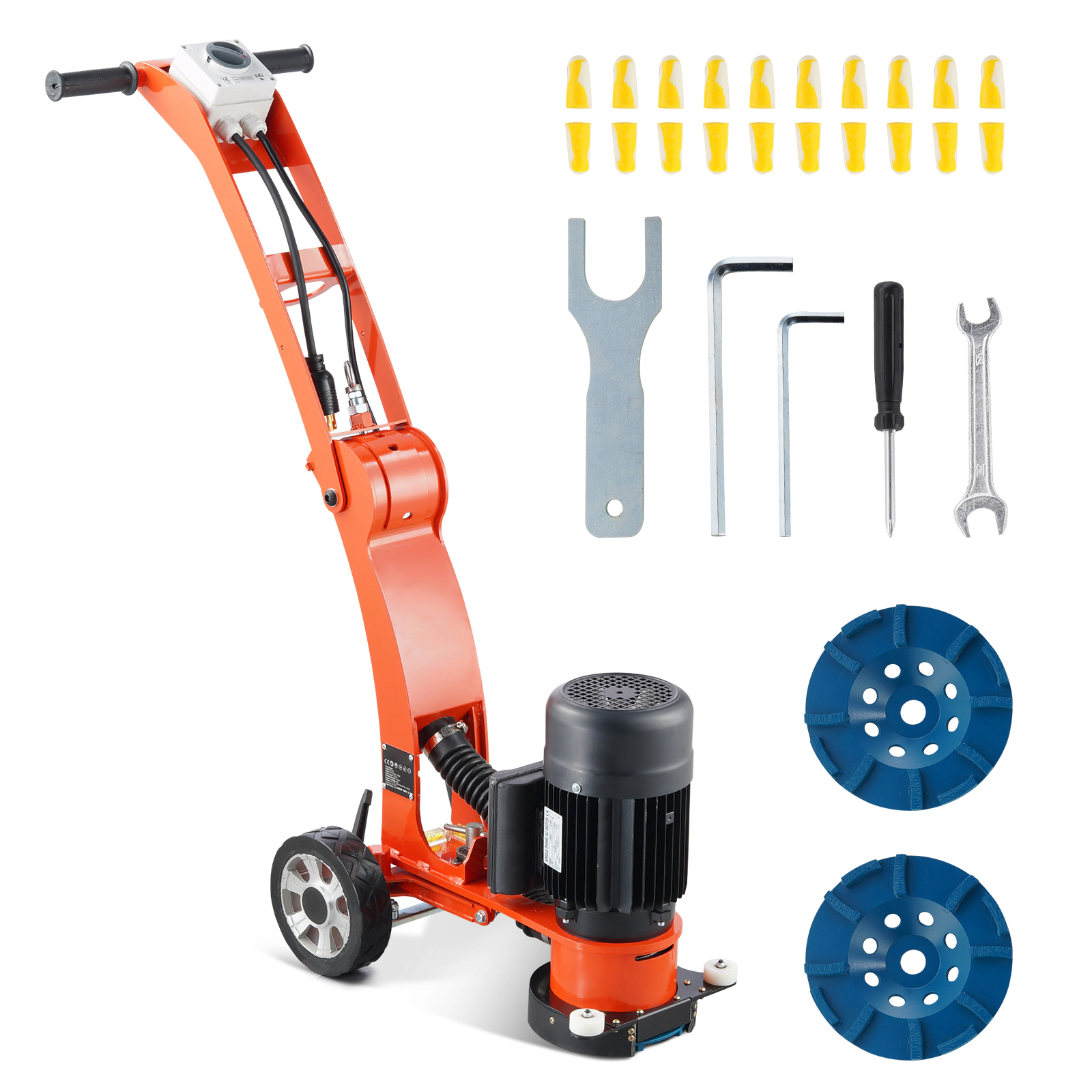 HONGGE Electric Concrete Floor Grinder Walk-Behind Grinder 1.7HP Concrete Floor Polisher 1300W Grinding Machine 1720RPM