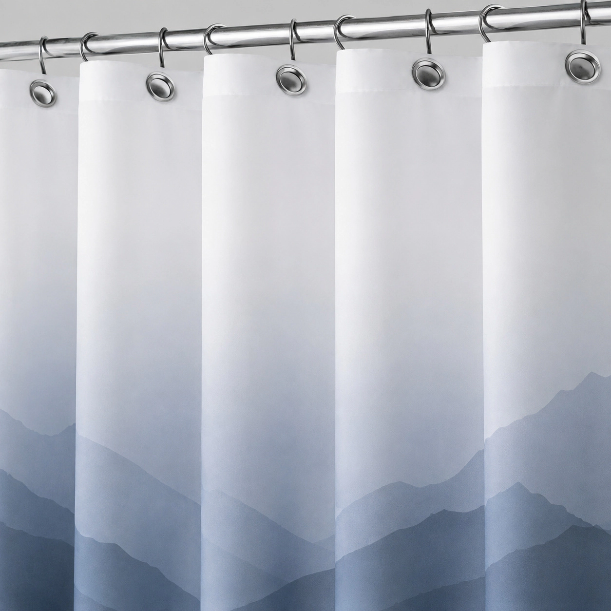 WZK Ombre Blue Fabric Contemporary Water Repellent Durable Easy Care Bathroom Shower Curtain