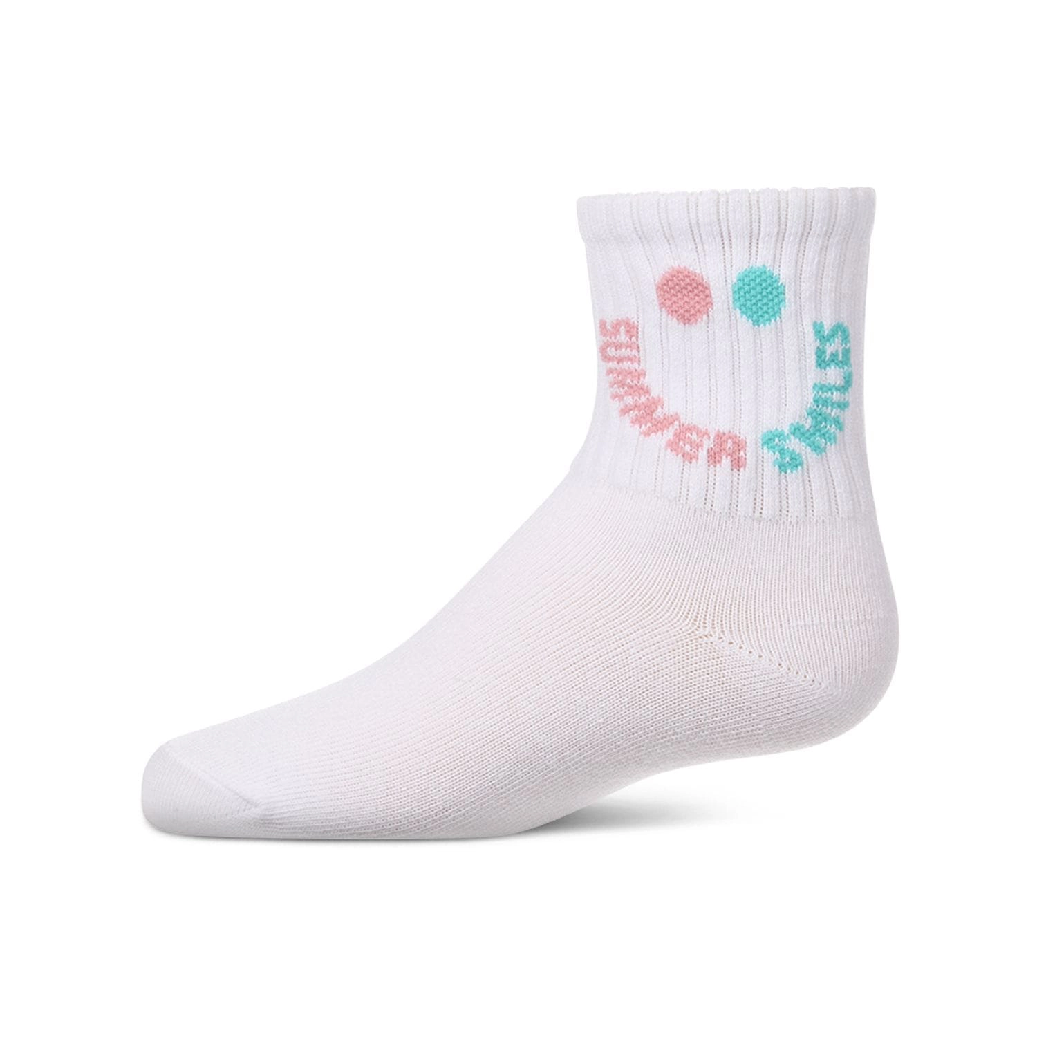 Memoi Girls "Summer Smiles" Cotton Blend Novelty Crew Sock