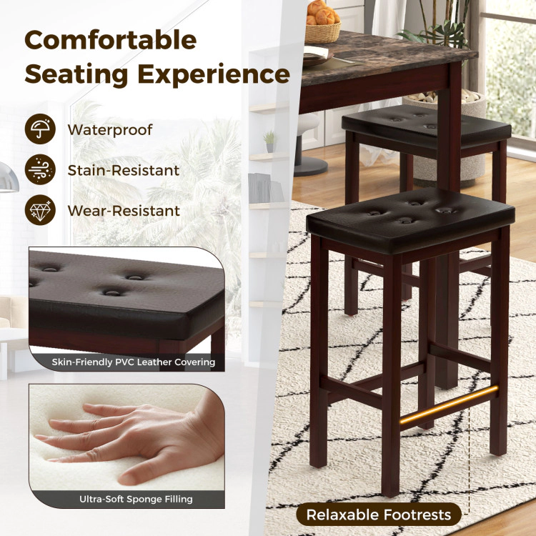 Hivvago 5-Piece Bar Table Set Counter-Height Dining And 4 Stools