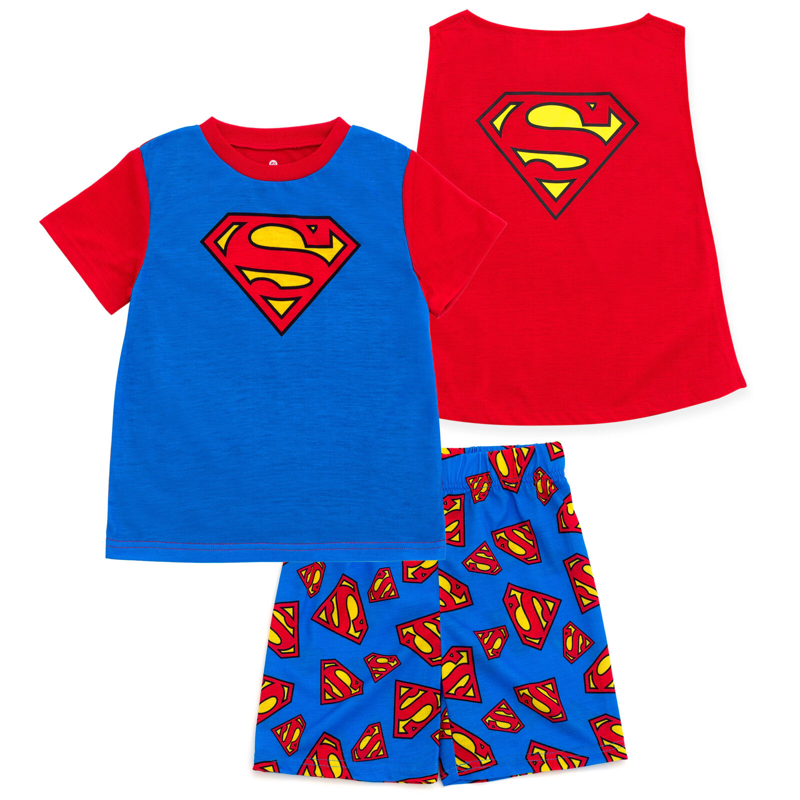 DC Comics Justice League Boys' Cosplay Pajama Shirt and Shorts Set with Cape