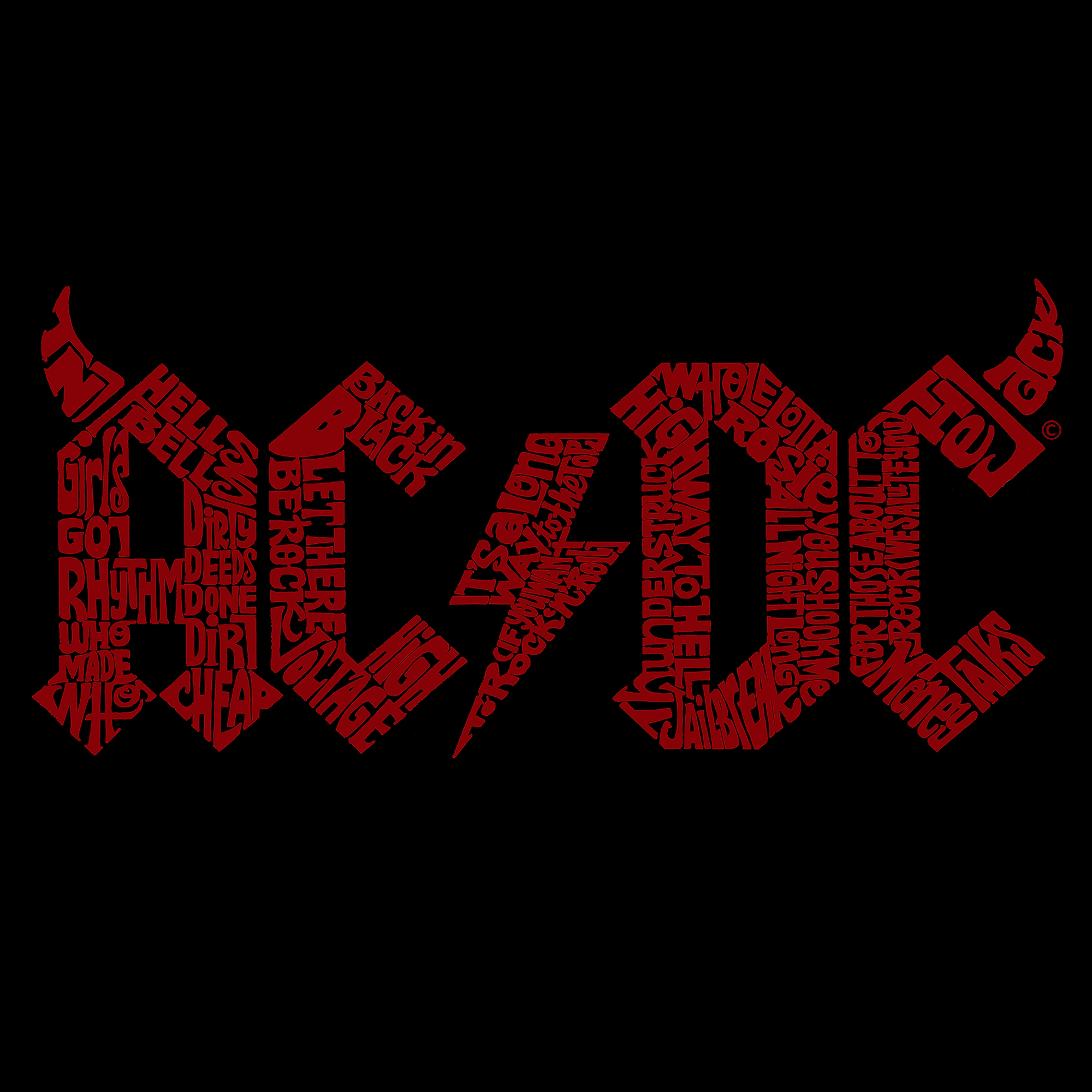 LA Pop Art Men's Cotton/Poly Blend Word T-Shirt - AC/DC