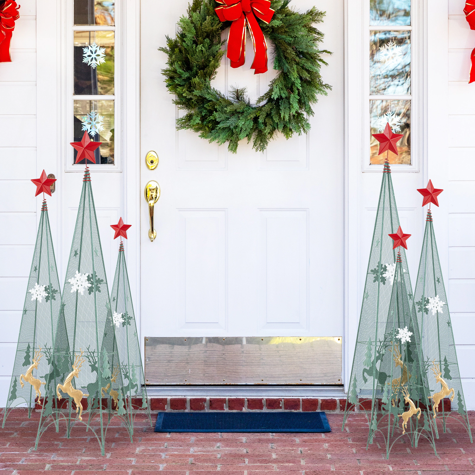 SlickBlue Set of 3 Metal Christmas Trees with Star Toppers
