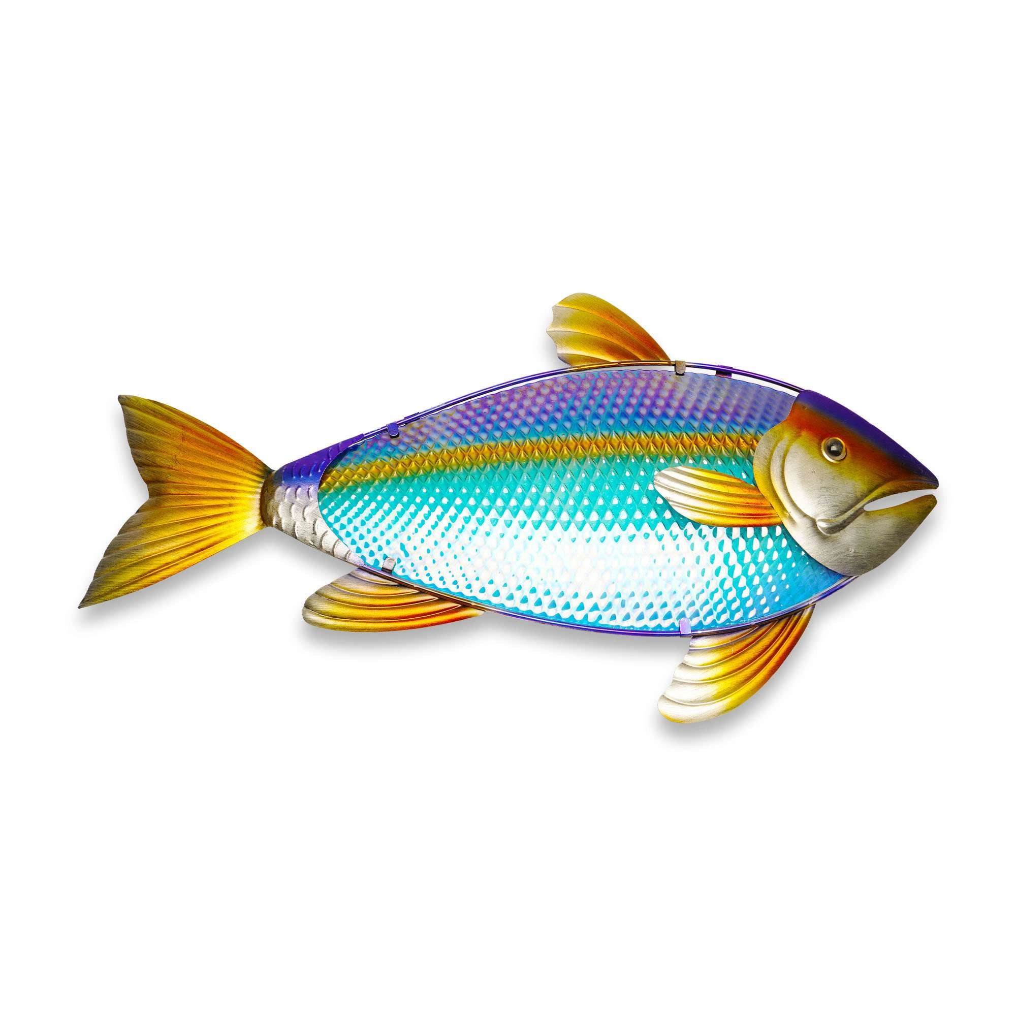 G128 Hand-Painted Yellowtail Fish Metal Wall Art