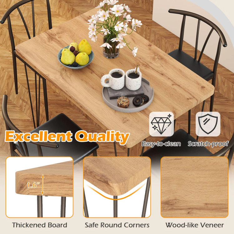 Hivvago 5-Piece Space-Saving Dining Table Set Industrial Rectangular Kitchen Table And 4 Armless Chairs