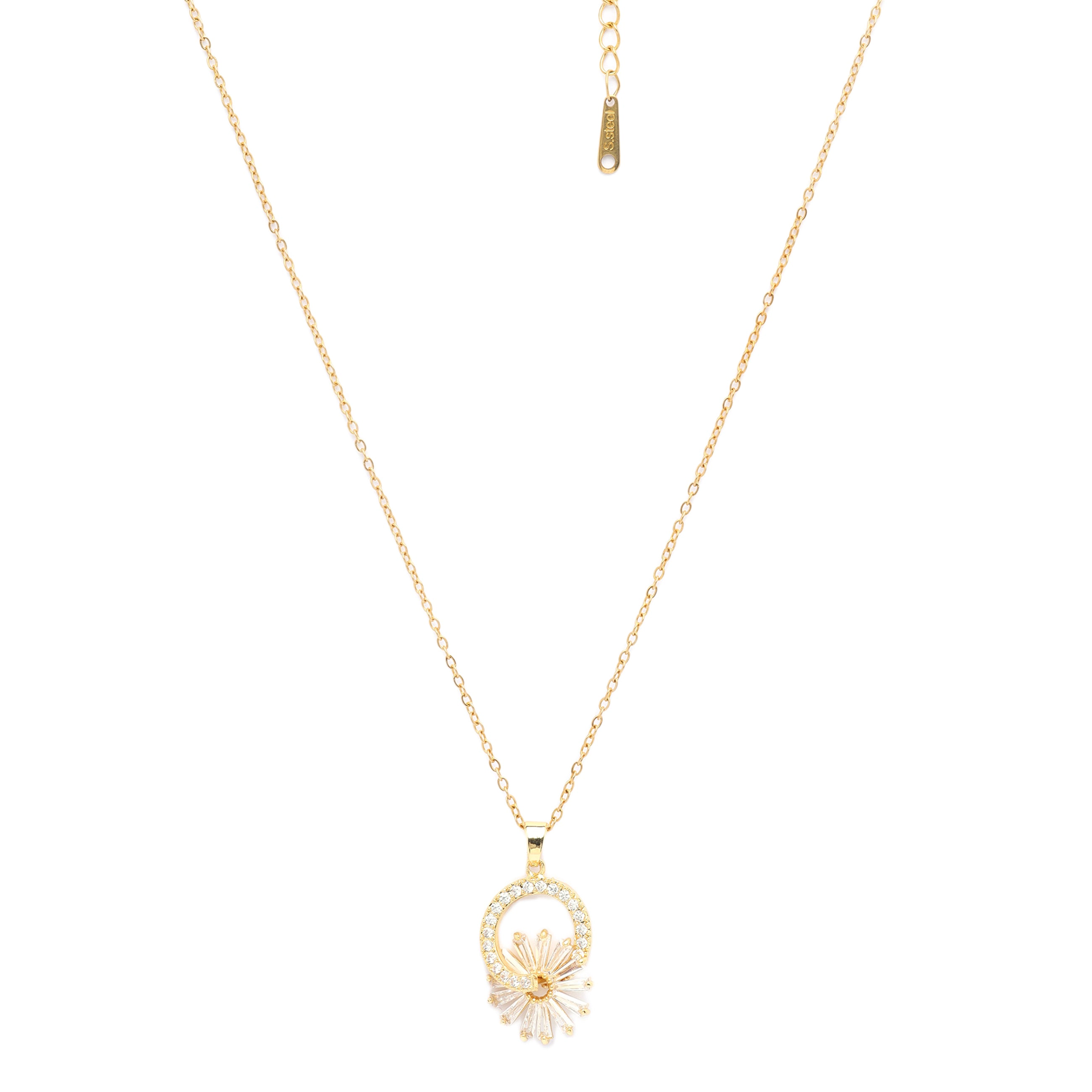 AGP PARIS Womens Golden Sunburst Pendant Necklace