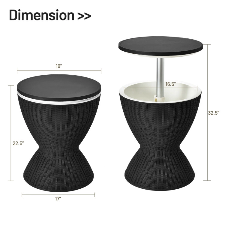 Hivvago 3 Pieces Outdoor Rattan Bar Table With Extendable Tabletop