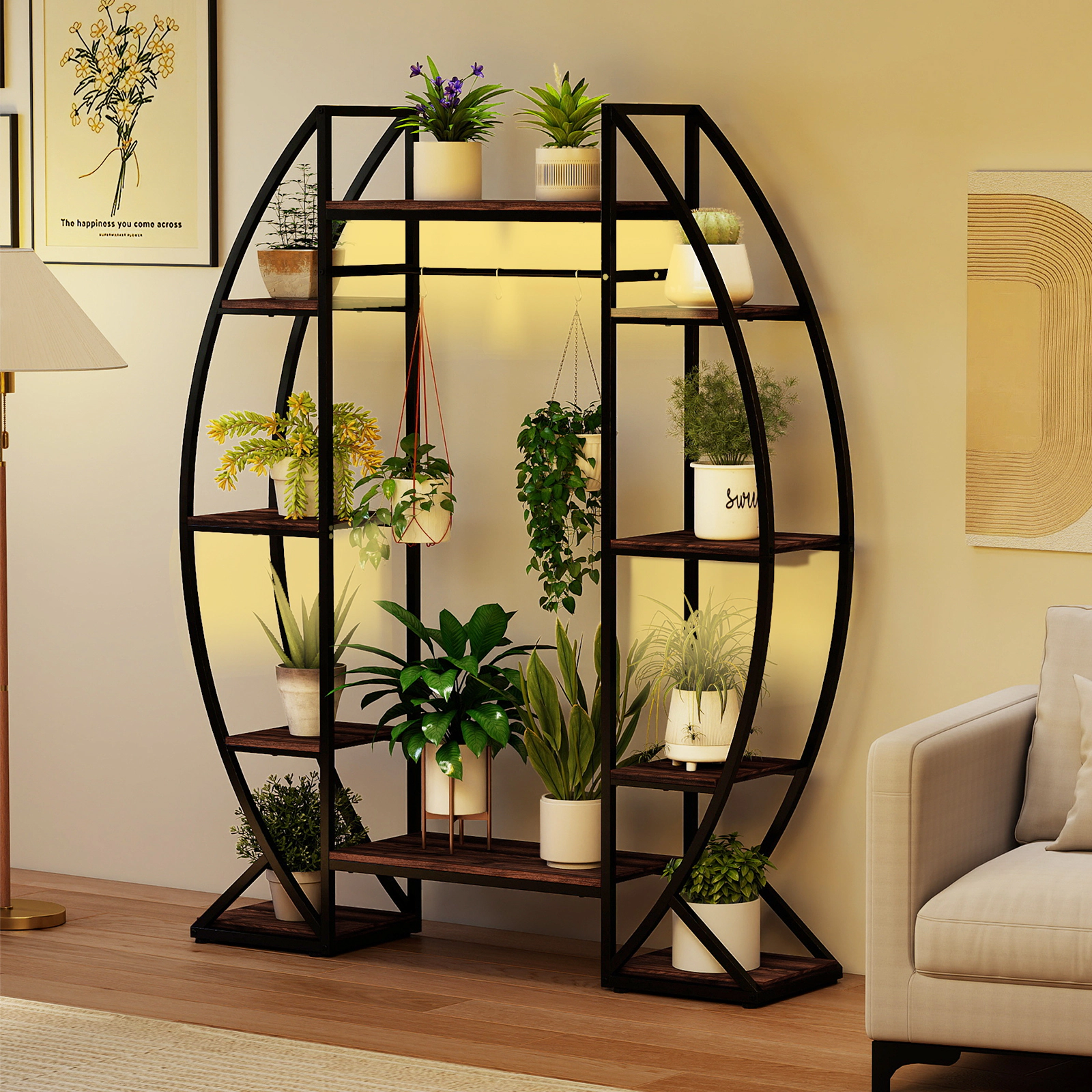 SlickBlue Multi Functional Plant Shelf with 4 Head Lighting System, 10 Tier Vertical Plant Rack Stable Metal Structure