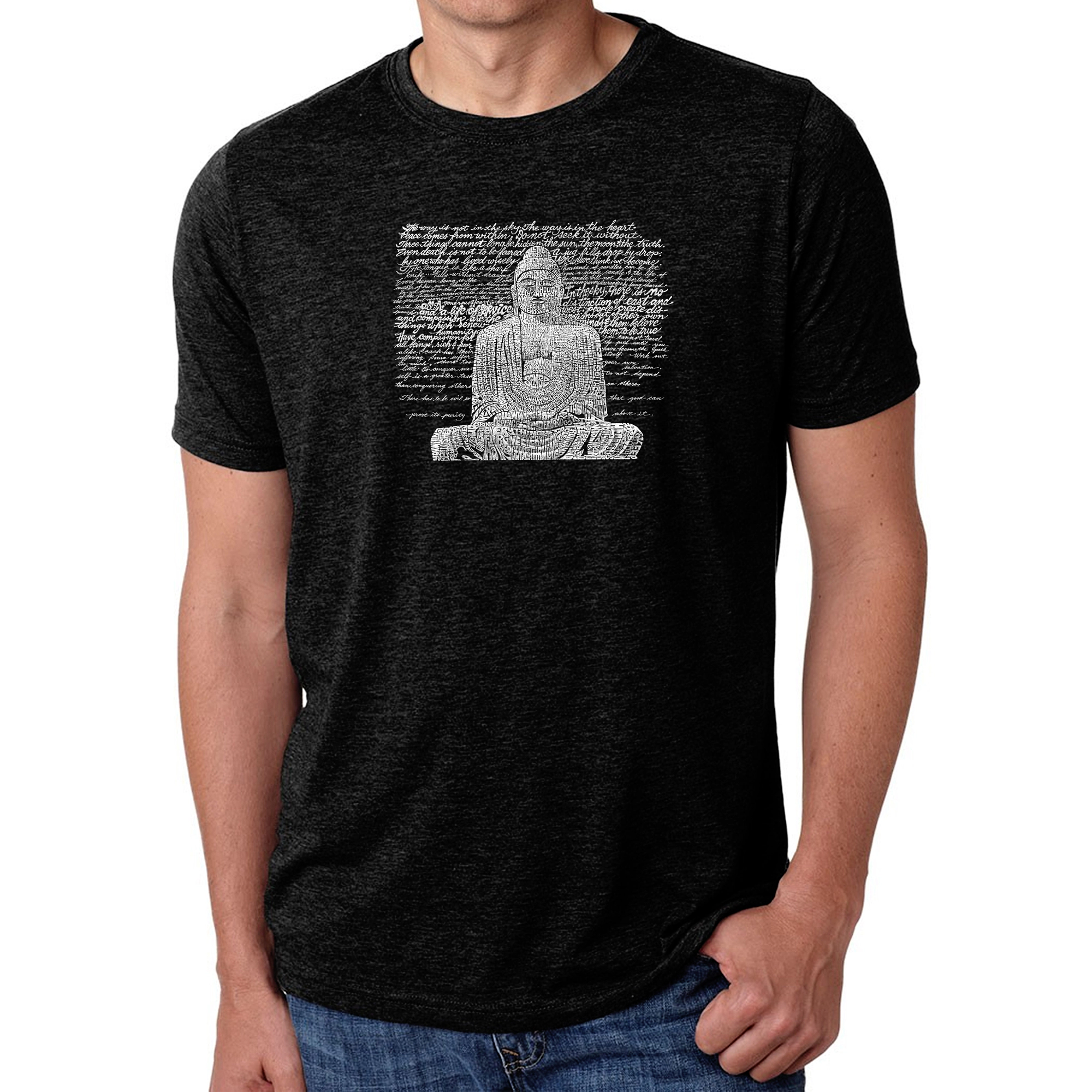 LA Pop Art Men's Cotton/Poly Blend Word T-Shirt - Zen Buddha