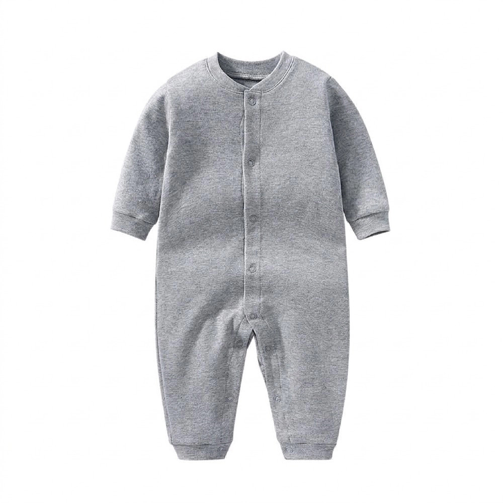 MyKids-USA Baby Solid Color Single Breasted Design Long Sleeve Spring Rompers