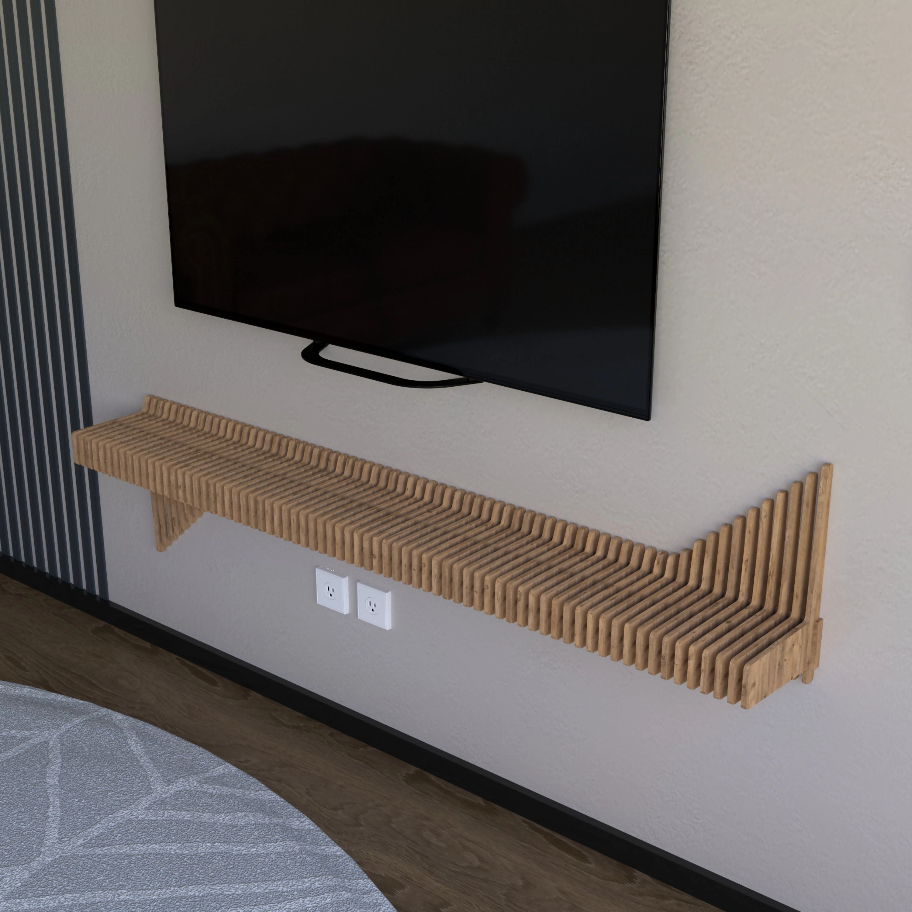 Wear Sierra Parametric 65" 3D Wavy Floating Shelf