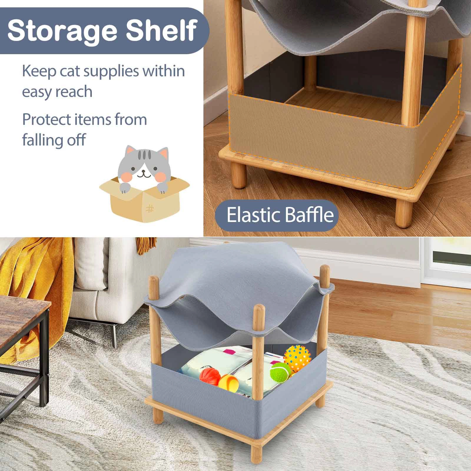 SlickBlue Unisex 2-Tier Wooden Cat House with Felt Condo
