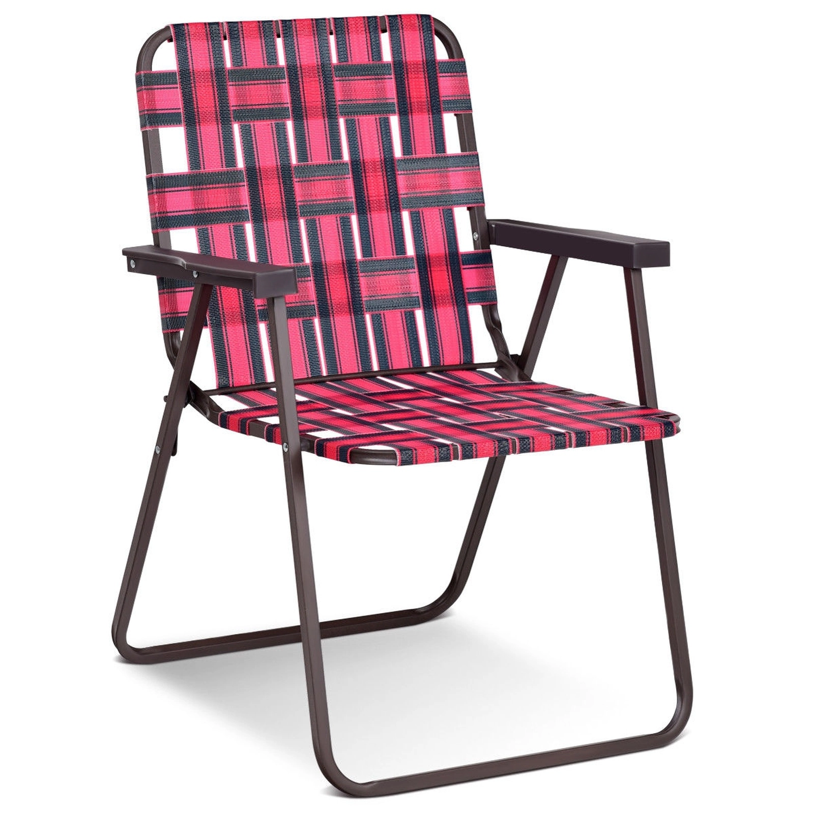 SUGIFT Folding Beach and Camping Lawn Webbing Chair Set 265-lb Capacity Red