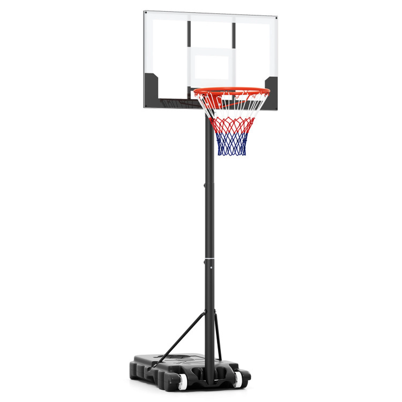 SUGIFT 3.3-7 ft Adjustable Kids Basketball Hoop Goal System with Shatterproof PC Backboard White+Black/Red+Black