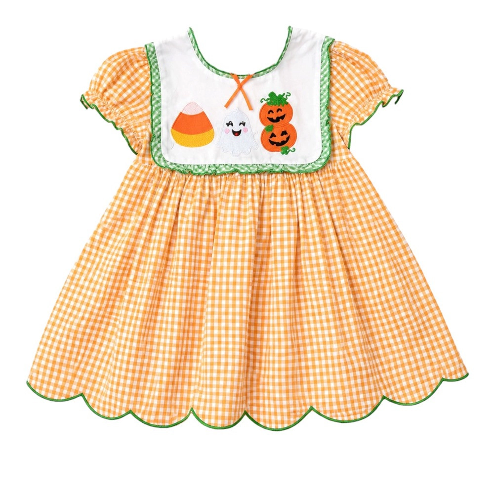 Laurenza's Toddler Girls Embroidered Fall Pumpkin Dress