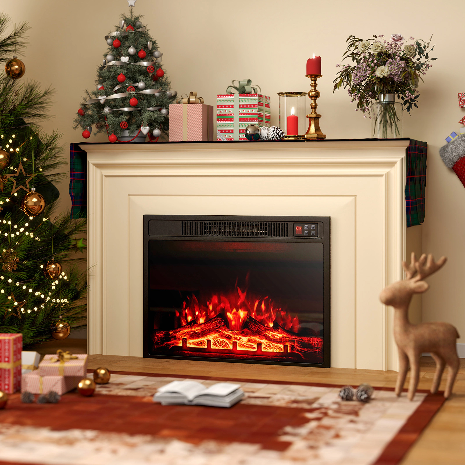 SlickBlue 23 Inch Electric Fireplace Insert with Remote Control, Adjustable Flames