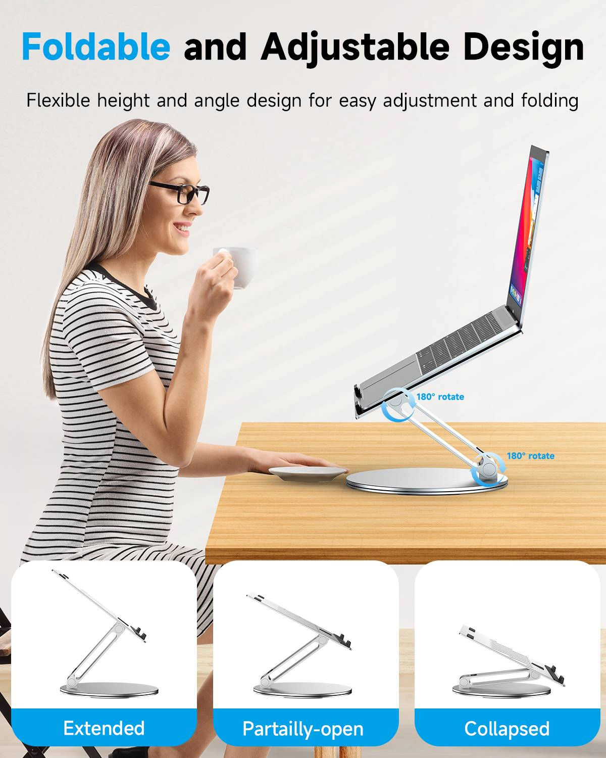 Premium Charms Height Adjustable Foldable Laptop Arm Stand