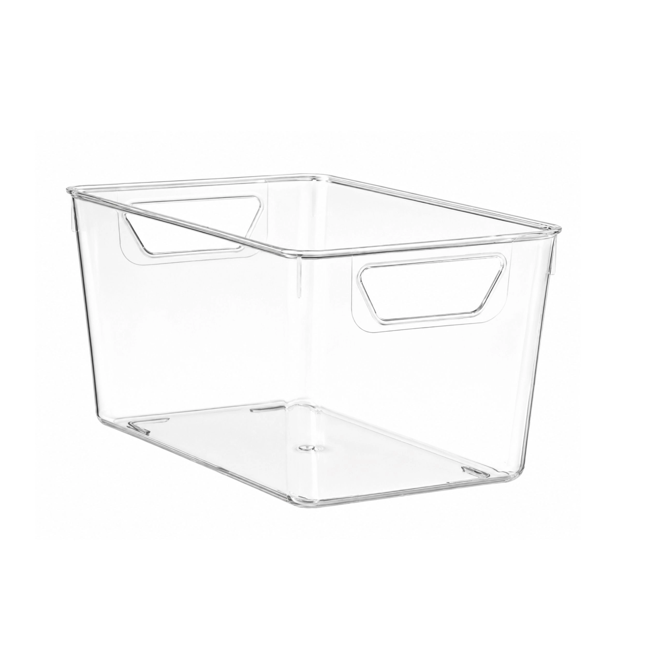 Stock Preferred Pack of 12 Clear Plastic Pantry and Refrigerator Storage Bins with Handles