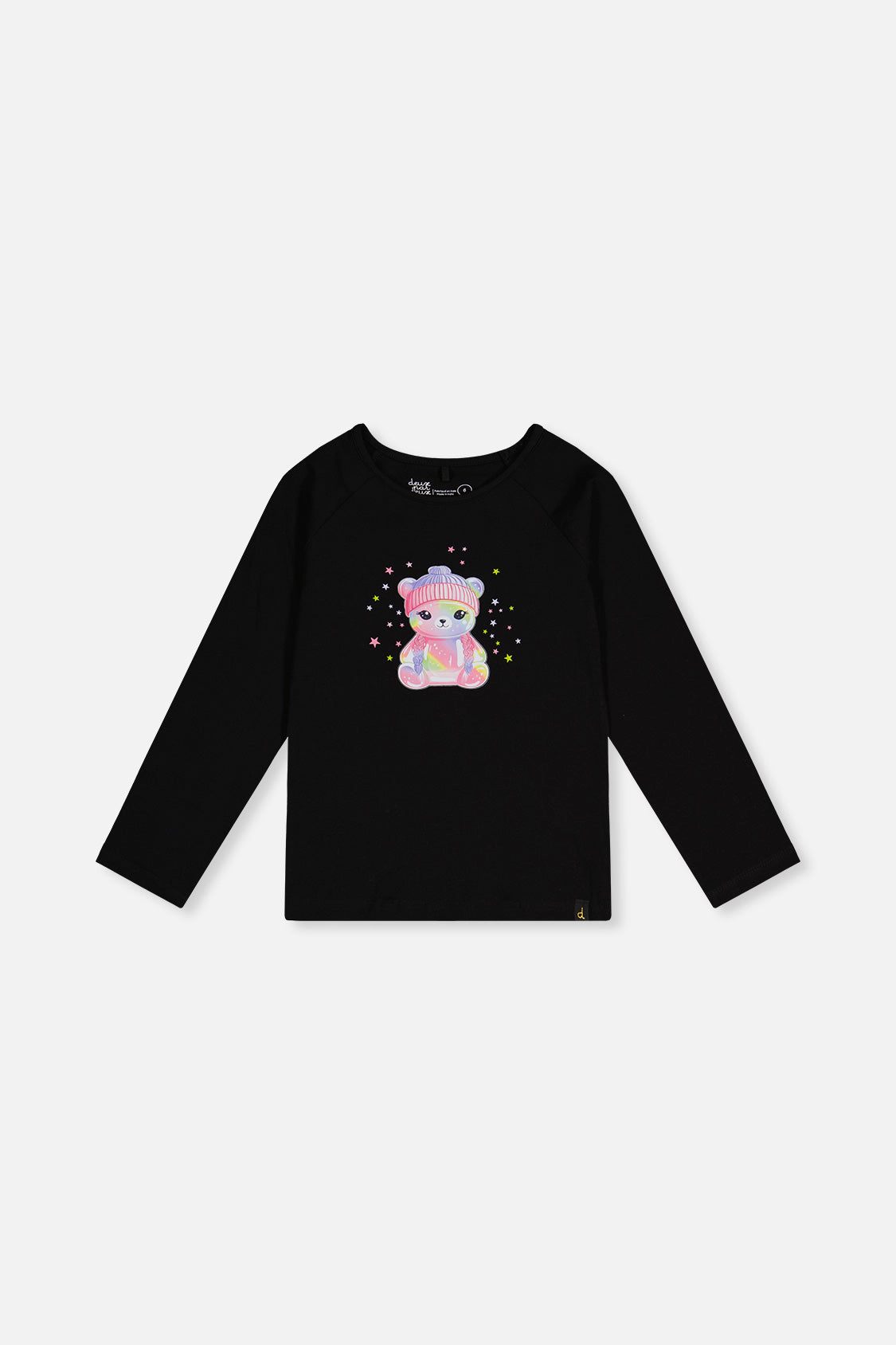 Deux par Girls Raglan Organic Cotton Teddy Bear Graphic T-Shirt