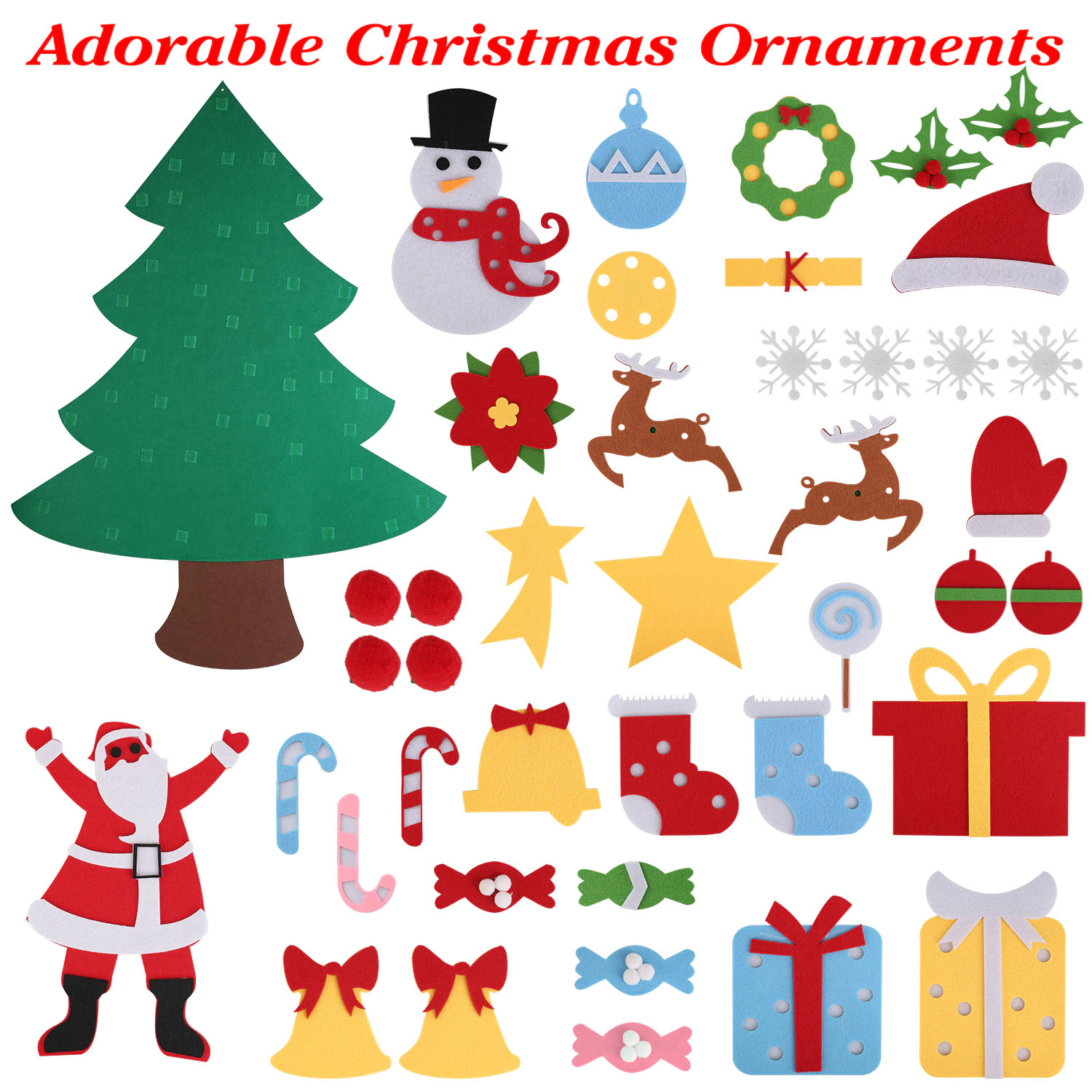 GBruno Felt Christmas Tree With 41 Ornaments