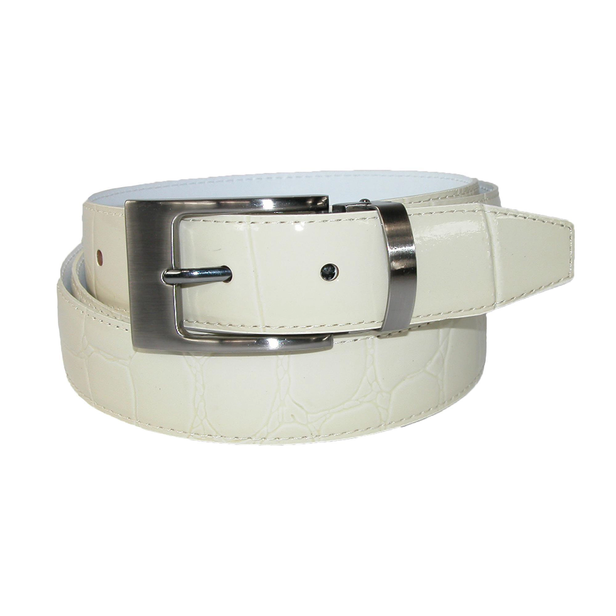 CTM Leather Croc Print Dress Belt with Clamp On Buckle