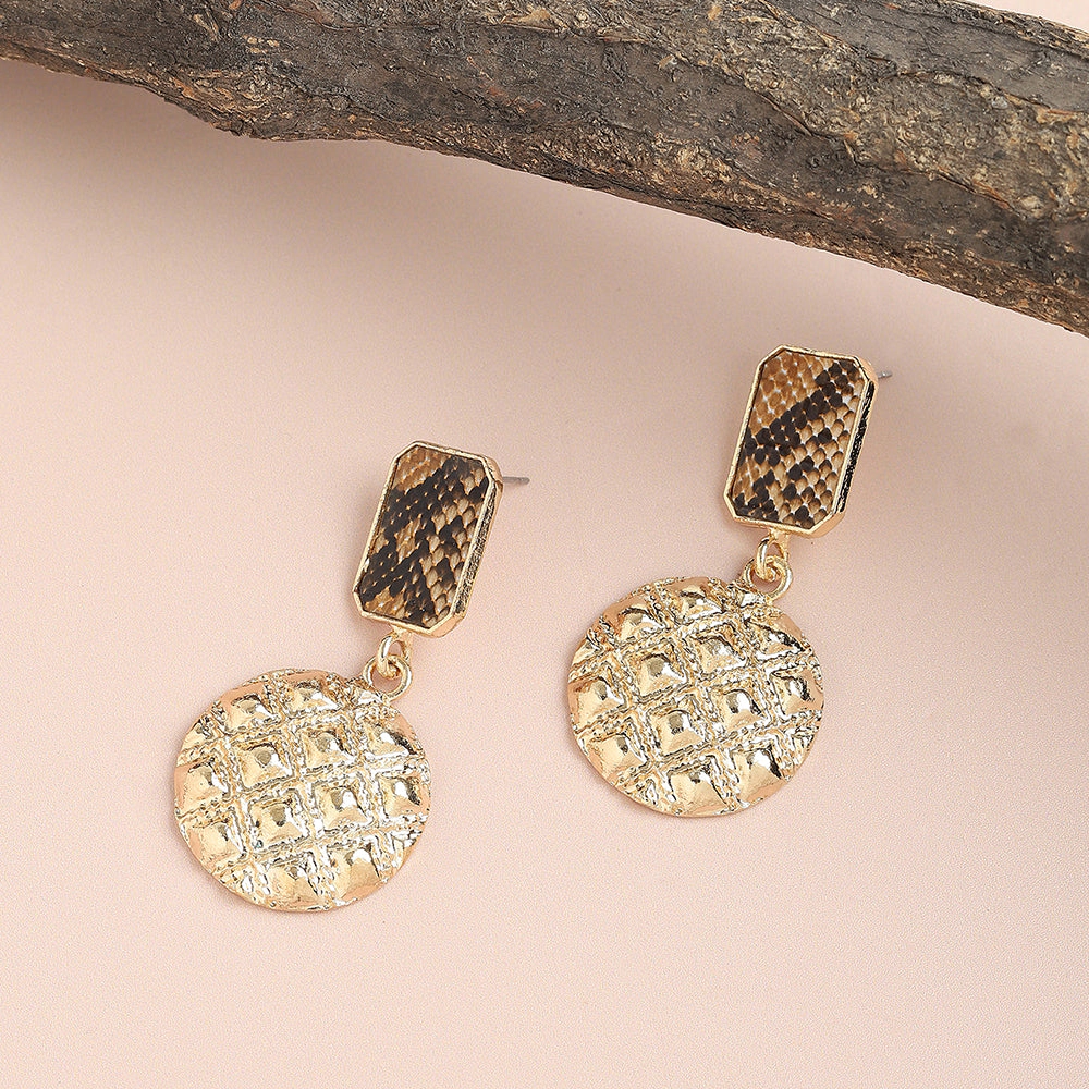 SOHI Women's Gold-Toned Geometric Snake Drop Earrings