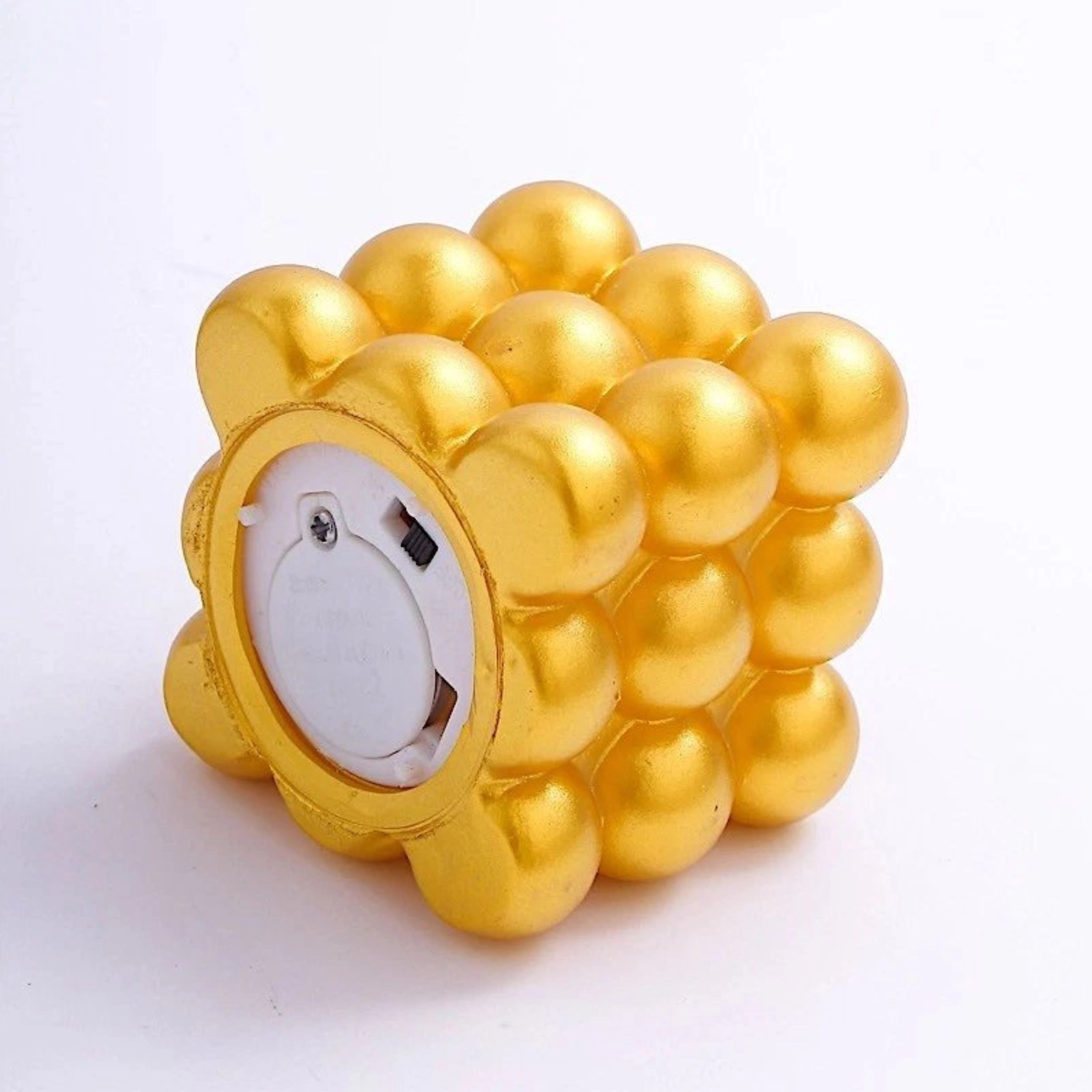 Home Collection Gold Metallic Bubble Cube Flameless LED Candles Pack of 2