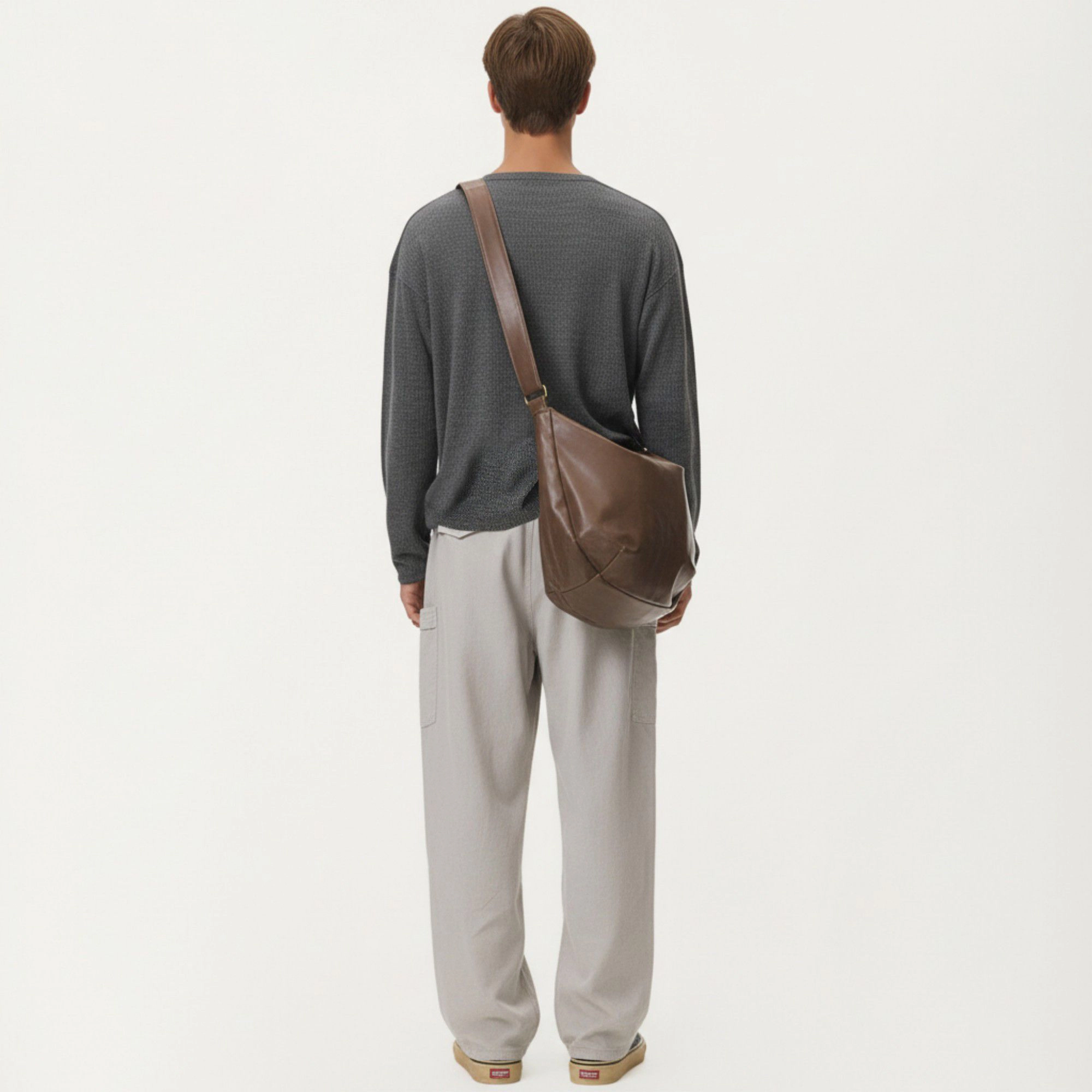 Anna-Kaci Men's Long Sleeve Pullover Top with Layered Notch Neckline and Relaxed Fit
