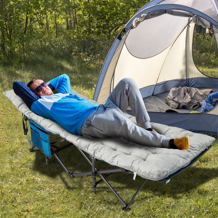 SUGIFT 75-in x 27.5-in 3-in Thick Crystal Velvet Camping Cot Pad with Non-Slip Fixing Strap and Pocket