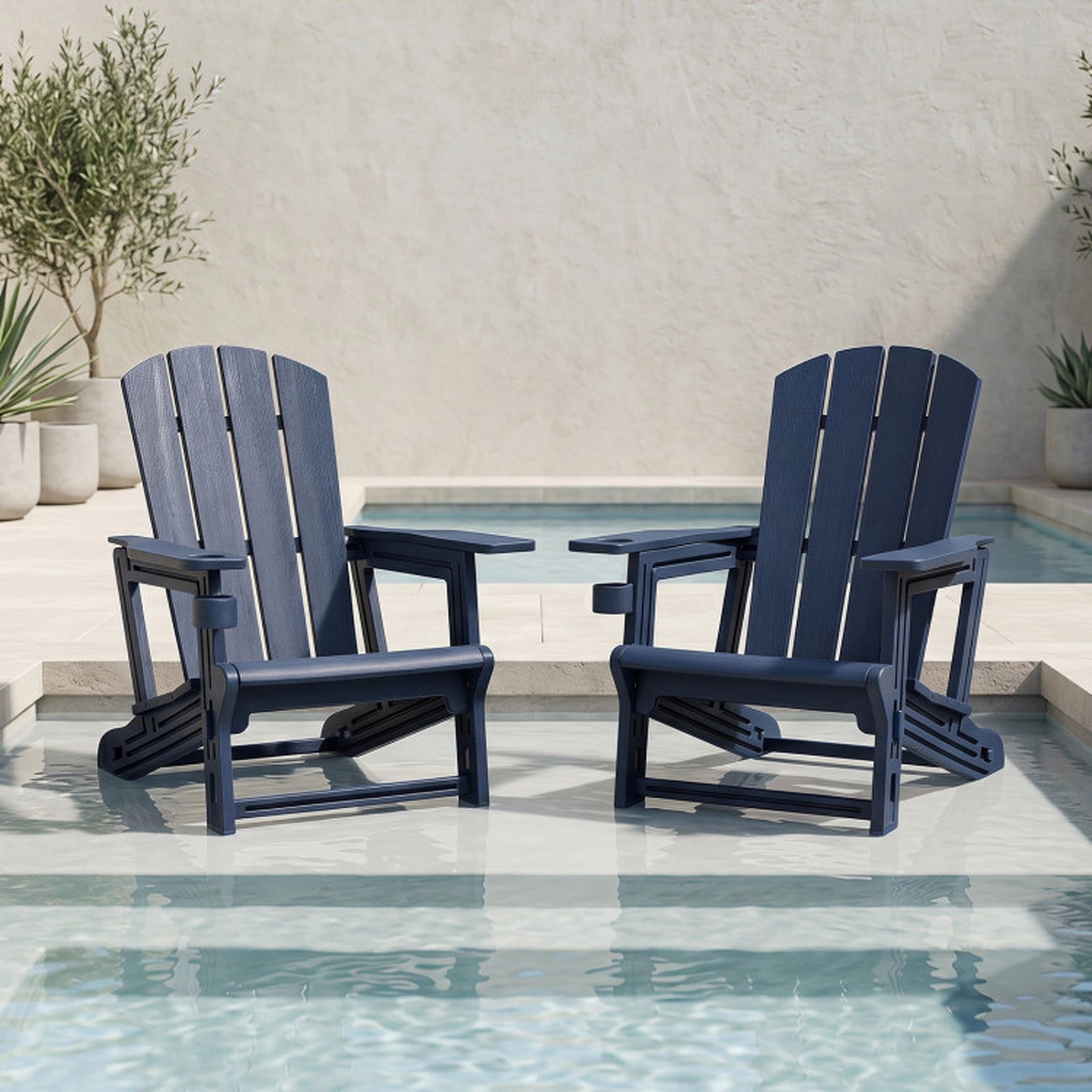 SUGIFT Adirondack Chair with Realistic Wood Grain 550-lb Capacity Blue