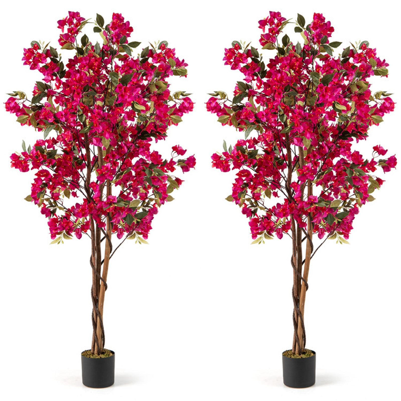 SUGIFT 6-Ft Artificial Bougainvillea Tree with 910 Flowers Artificial Tree Rose Red and Green