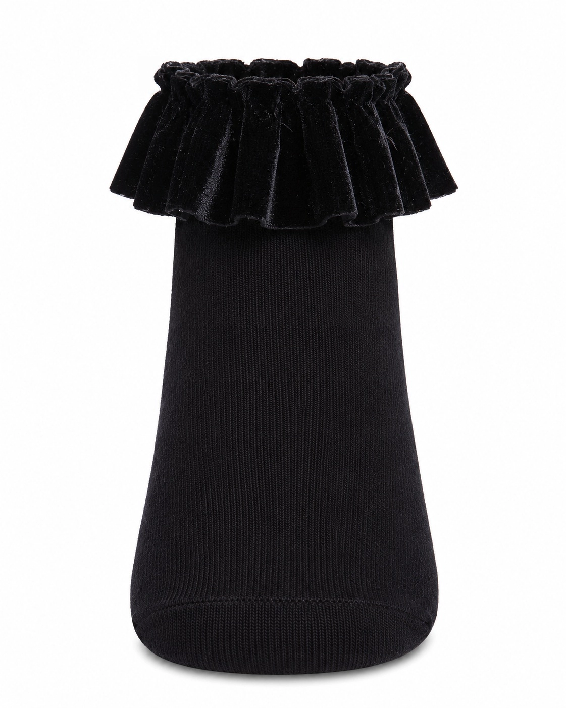 Memoi Velvet Pleated Girls Cotton Blend Anklet Socks