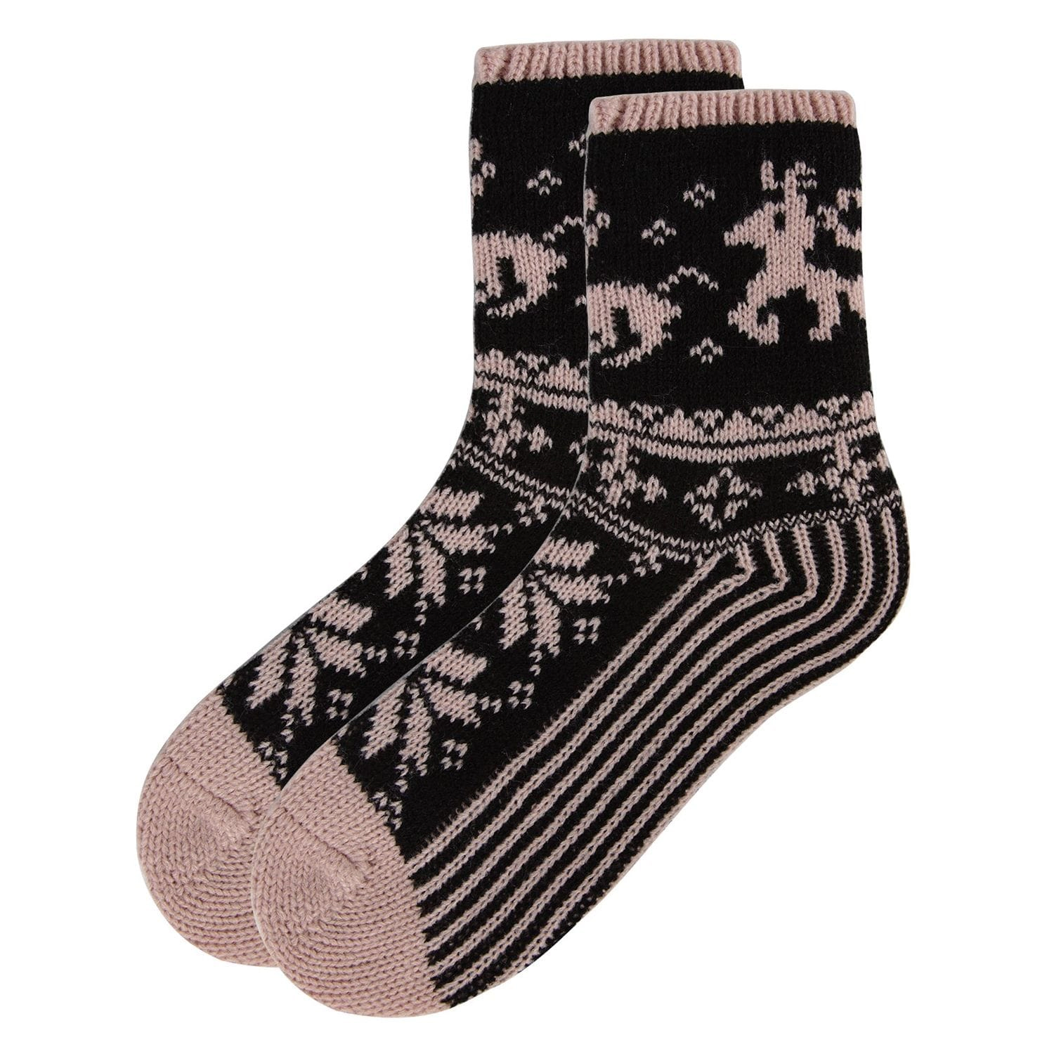 MeMoi Women's Embroidered Reindeer Sweater Knit Crew Socks