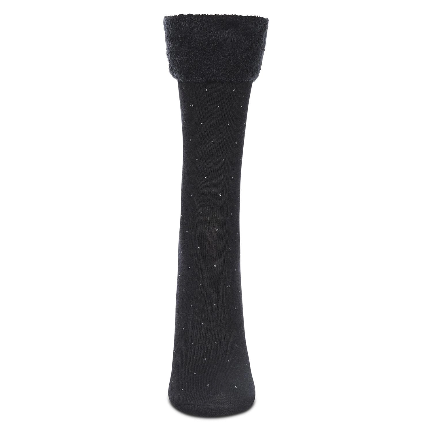 MeMoi Costelle Pindot Fuzzy Cuff Cotton Blend Crew Socks
