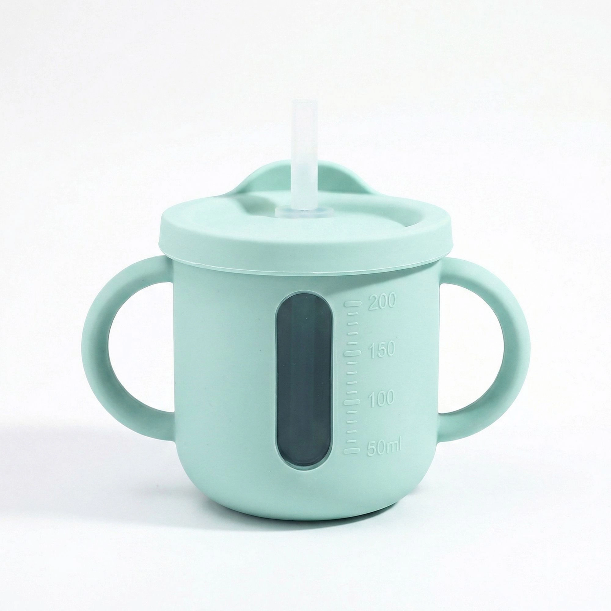 Alilang Training Cup with Straw and Double Handles Soft Silicone Toddler Sippy Measurement Markings 5