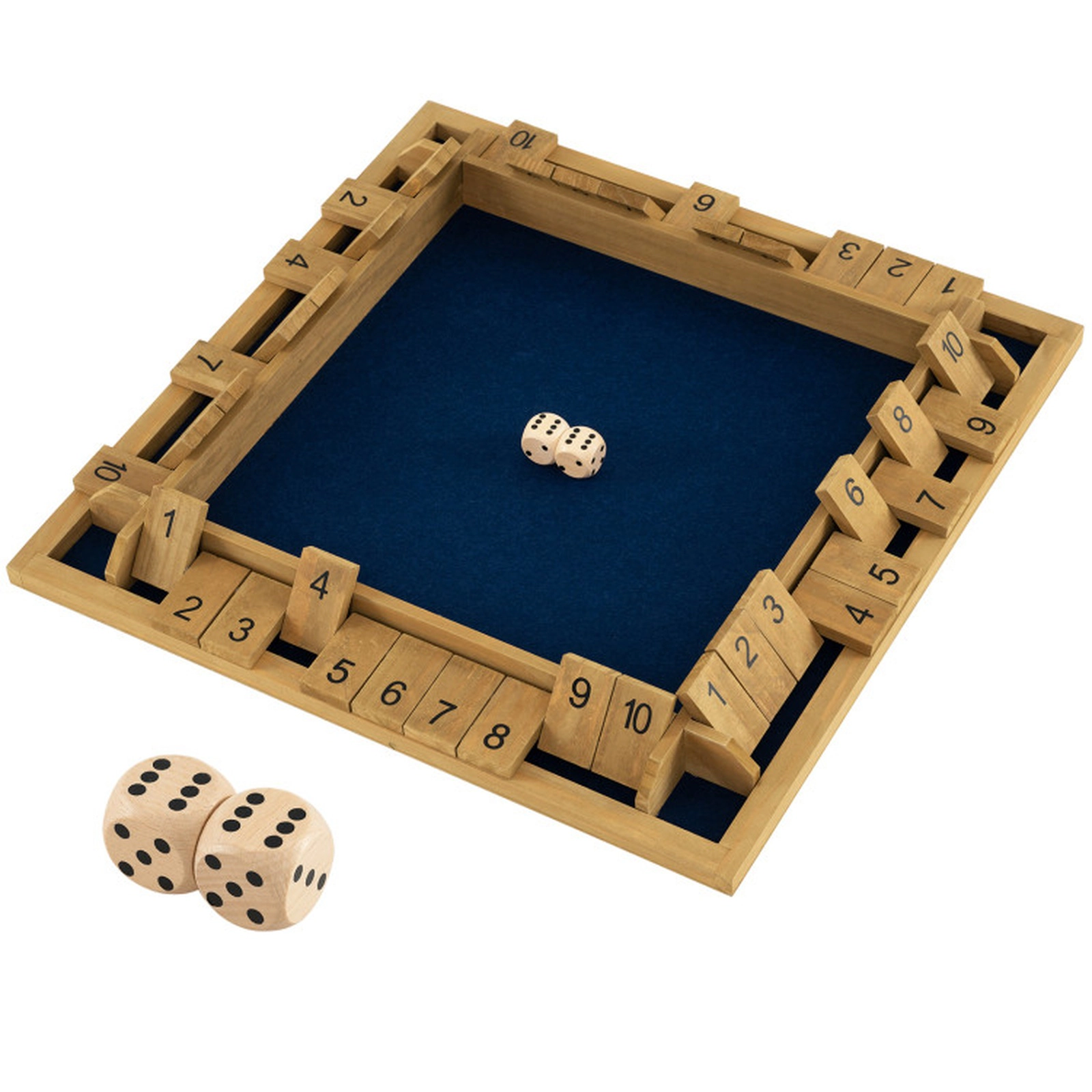 SUGIFT 24-in Extra-Large 4-Sided Wooden Shut The Box Dice Game with Silk-Screened Numbers and Felt Bed