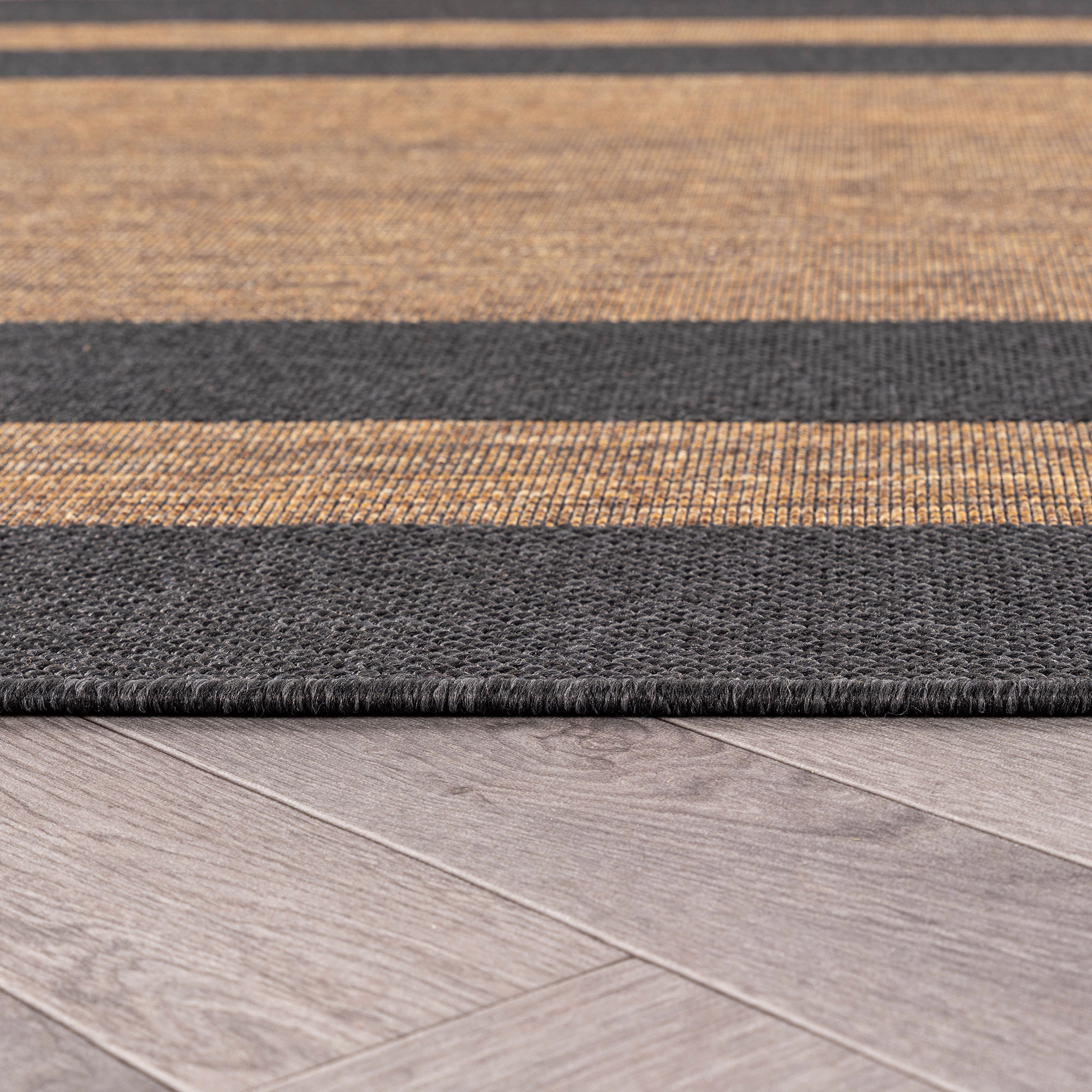 World Rug Gallery Geometric Border Indoor/Outdoor Flat Woven Area - Natural Jute-Style