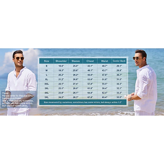 COOFANDY Men's Regular Fit Lightweight Linen Long Sleeve Henley Shirt
