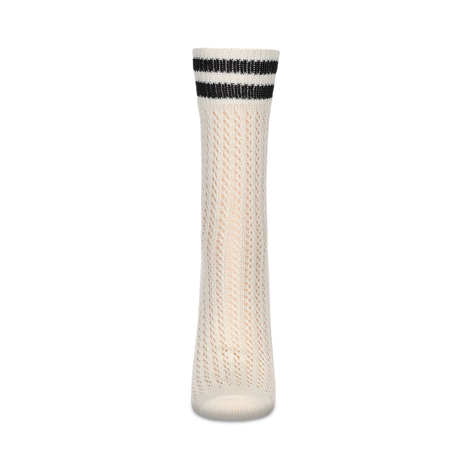 MeMoi Women's Pointelle Knit Striped Crew Socks