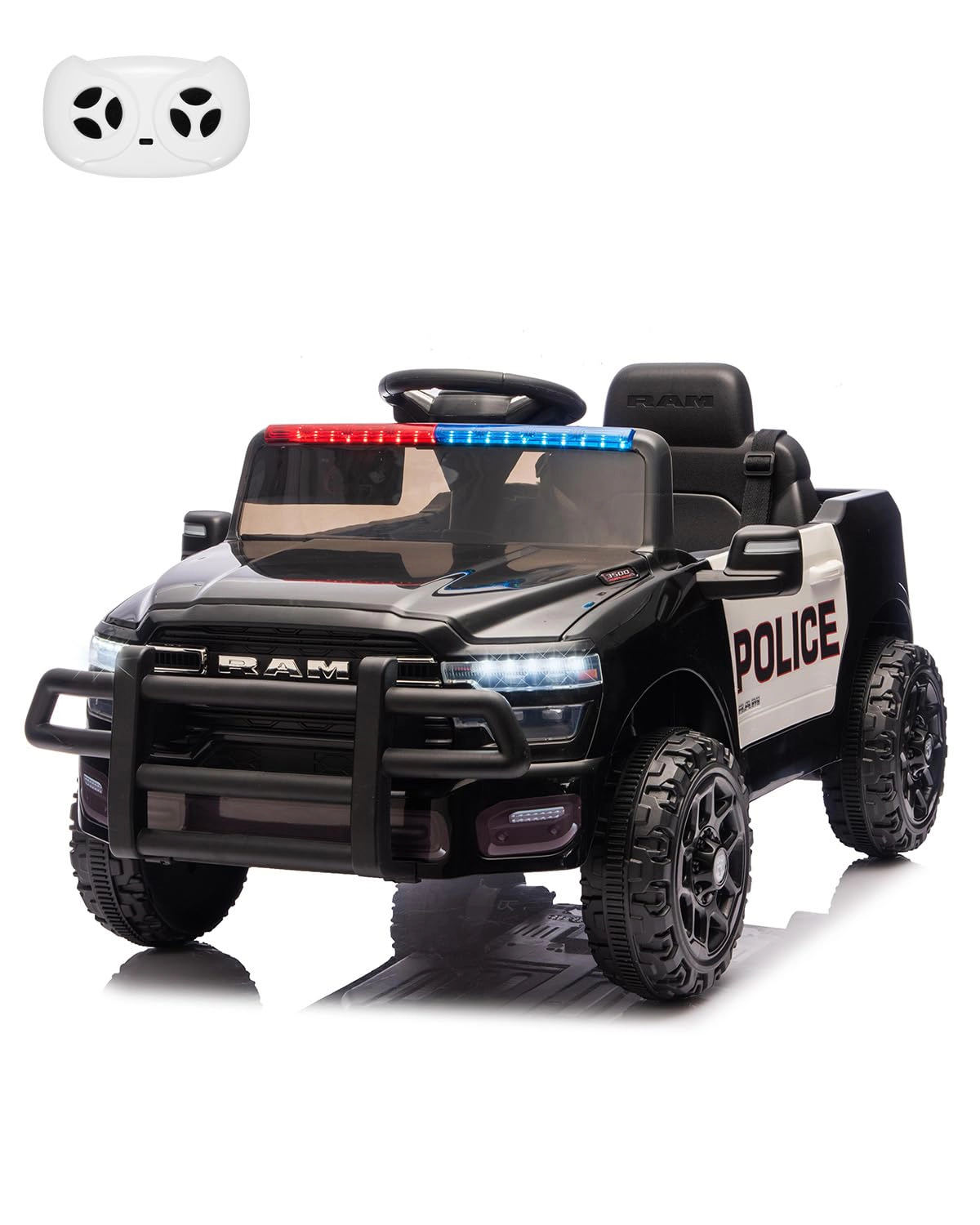 Licensed RAM 12V Kids Ride On Truck with Remote Control, Electric Pickup Car LED Lights and Music