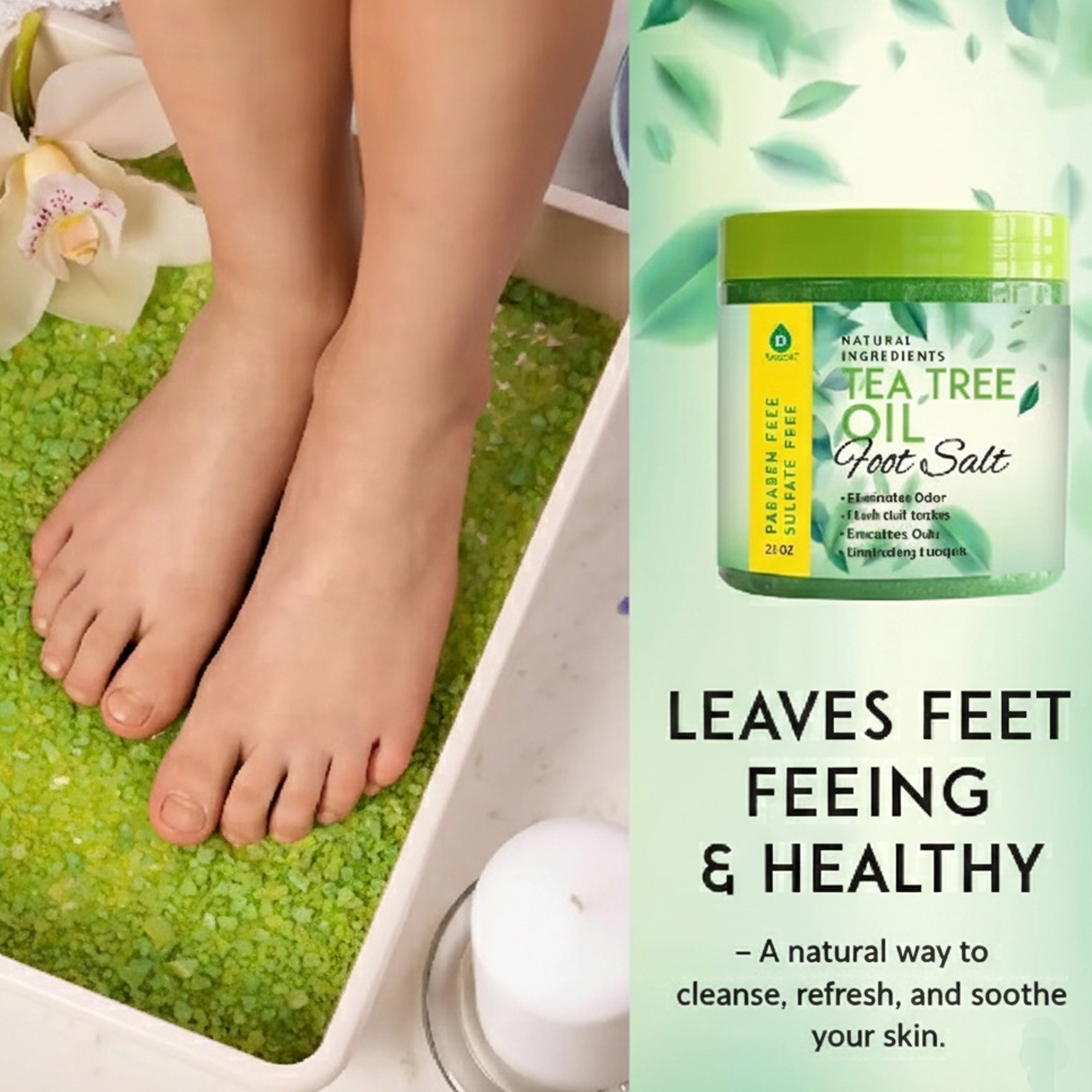 Pursonic Unisex Tea Tree Oil Foot Soak Salt 10 Oz