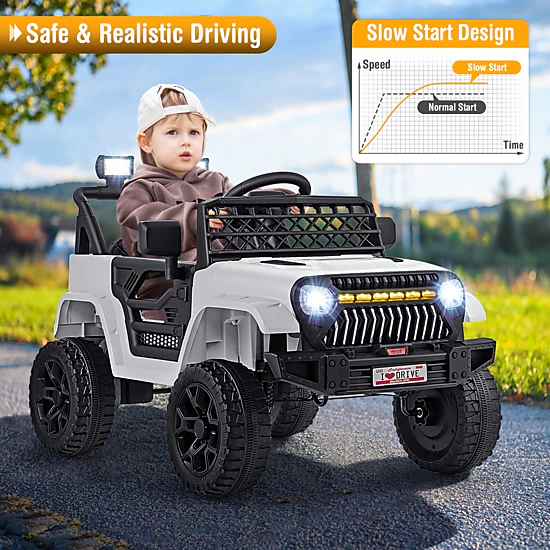 Costway 12V Kids Ride on Truck Car w/ Parental Remote 3 Speeds LED Lights & Music Player