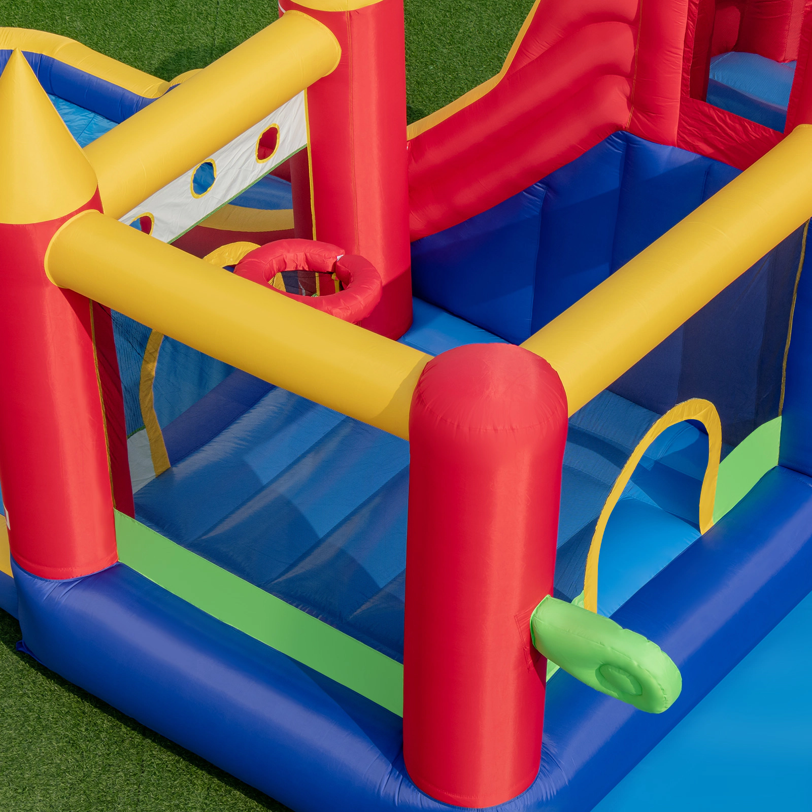 LJG Kids 9-in-1 Inflatable Bounce Castle with Water Slide and Splash Pool without Blower