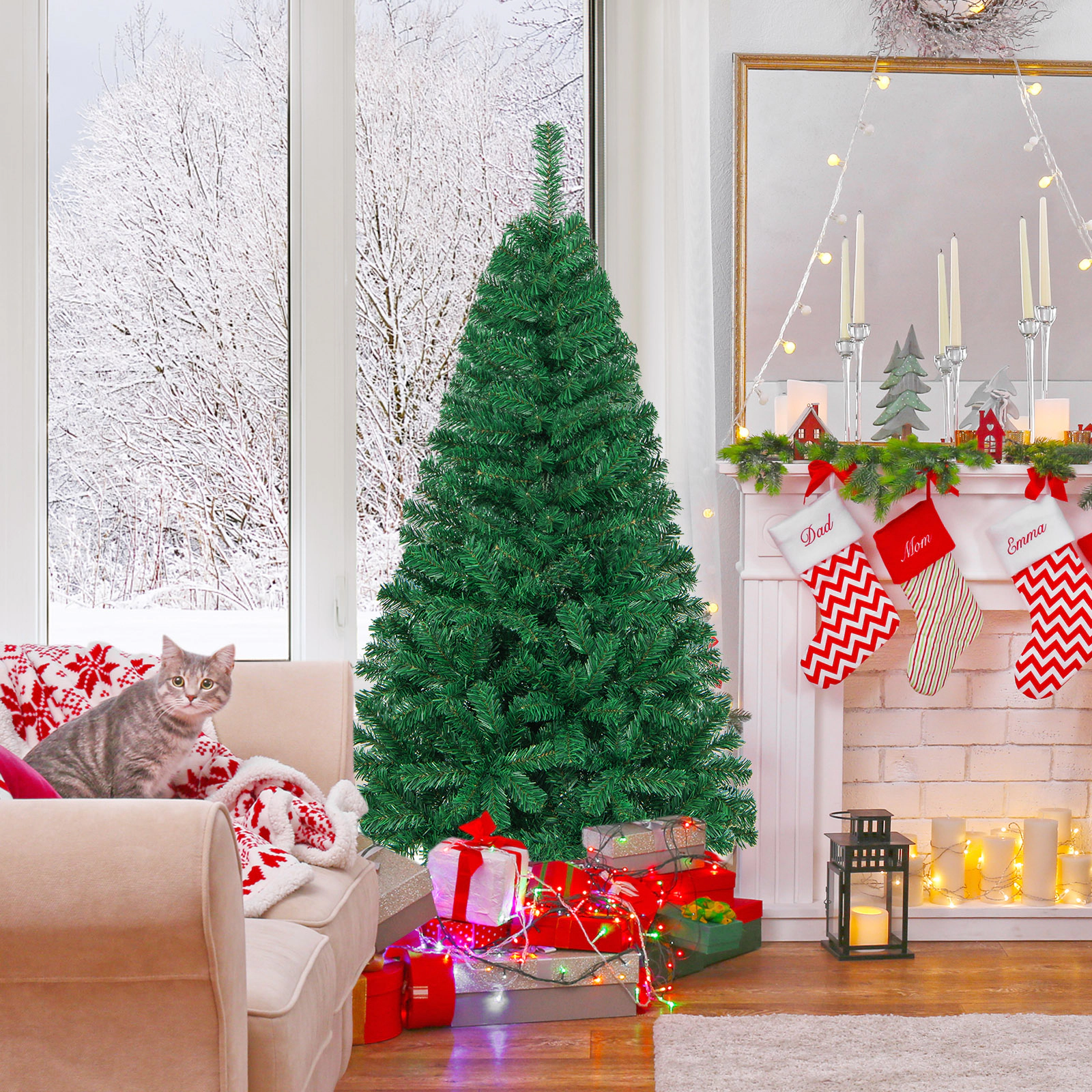 Costway 5/6/7/8Ft Artificial PVC Christmas Tree Stand Indoor Outdoor