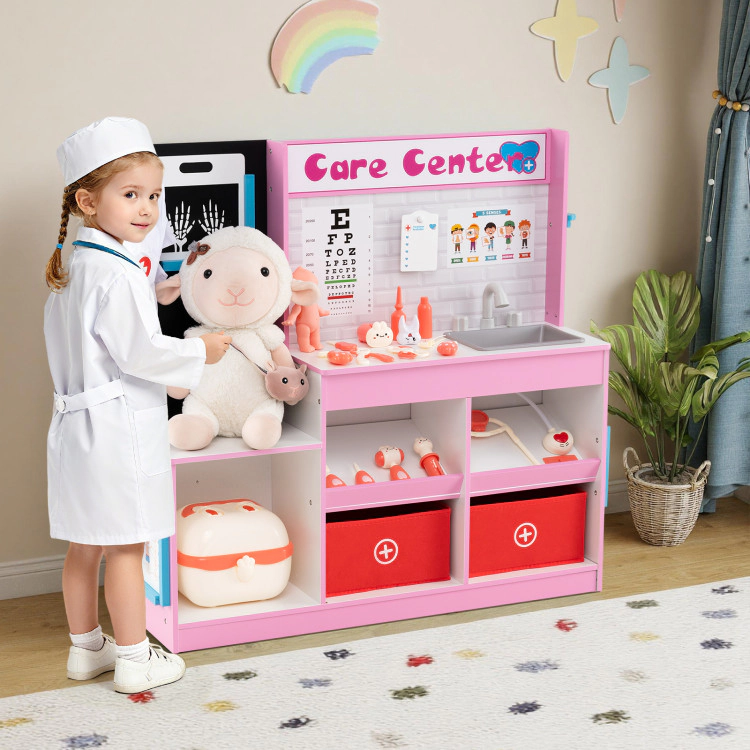 Hivvago Play Doctor's Office Wood Medical Center Toy Set with Examine Region