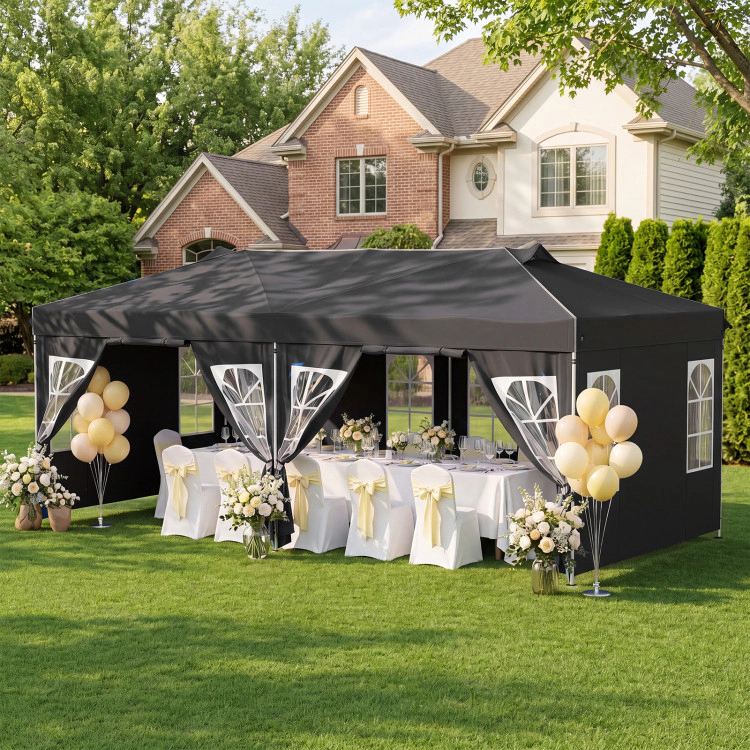 Hivvago 10 x 20 FT Pop Up Canopy Tent with 6 Sidewalls and Adjustable Height