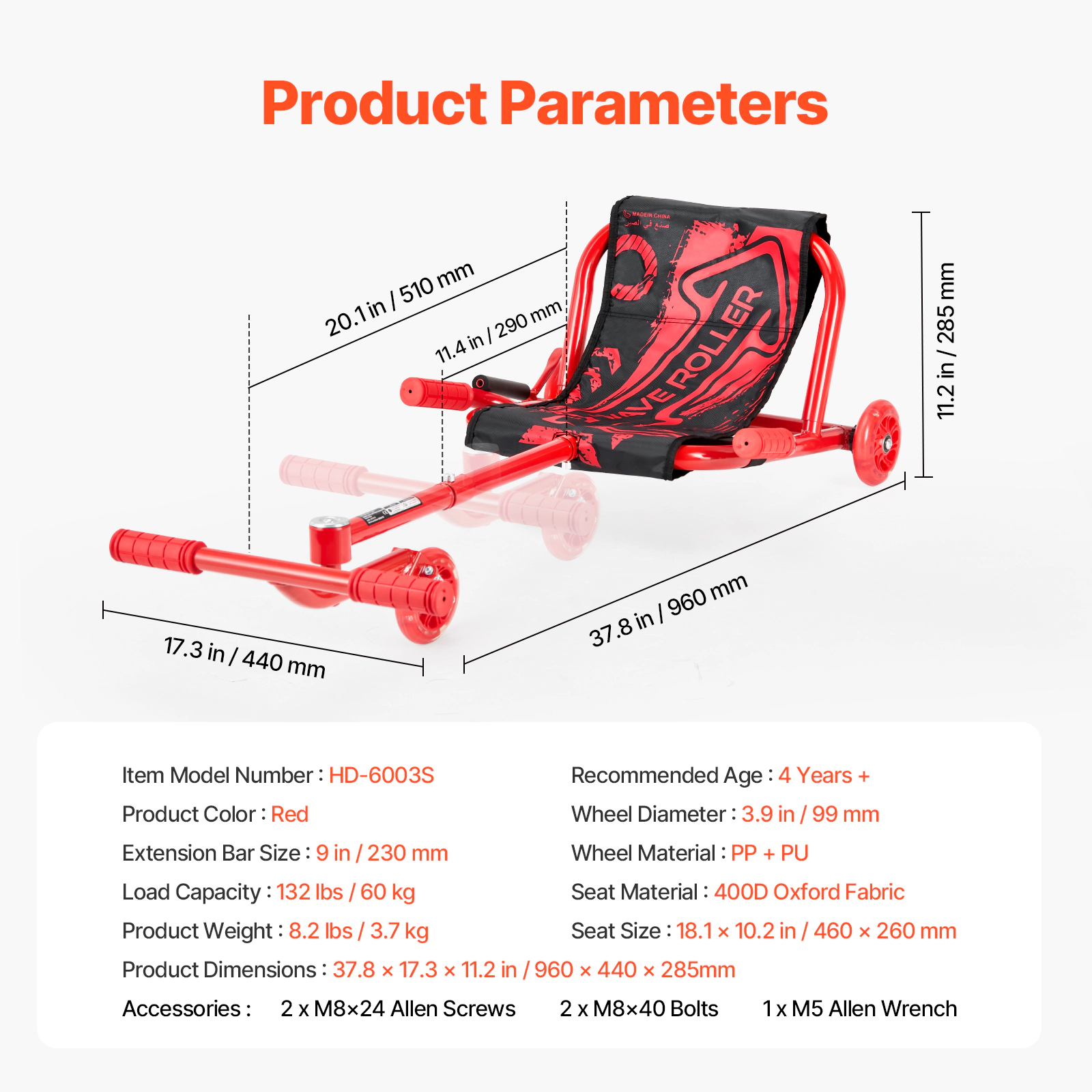 HONGGE Ride on Scooter Load Capacity of 132 lbs Swing Side-to-Side for Amazing Ride Powered by Zig-Zag Motion Ride on