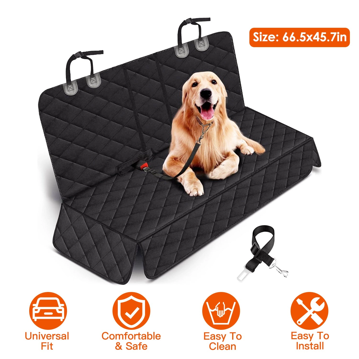 GBruno Waterproof Dog Car Seat Cover With Seat Belt