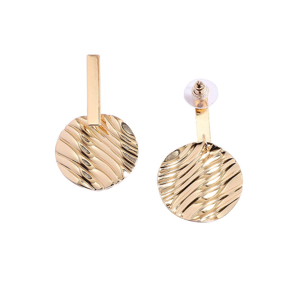 SOHI Women's California Gold Metallic Textured Drop Earrings
